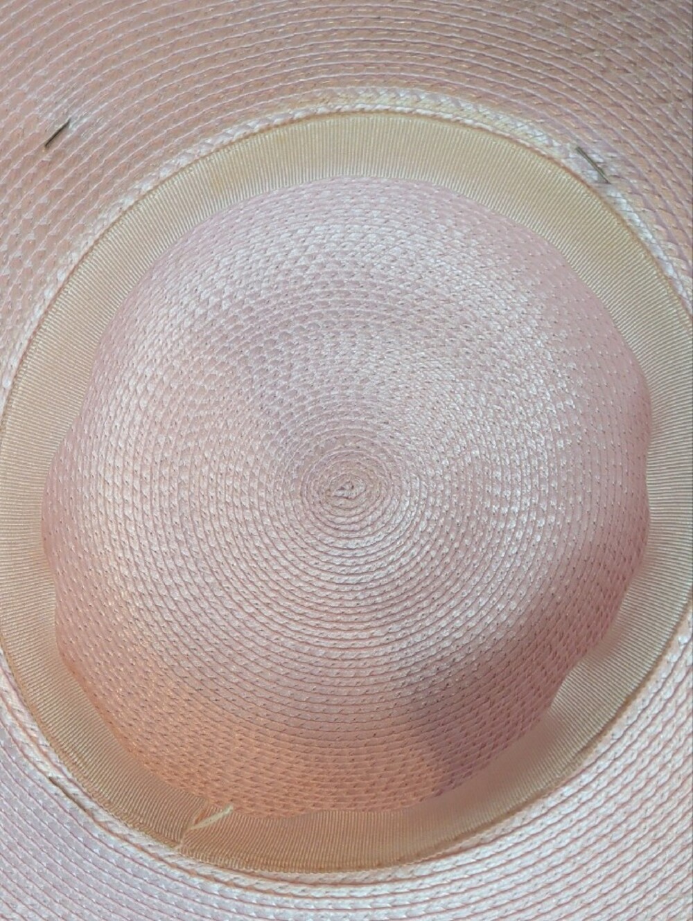 Vintage Pink Wide-Brim Picture Hat with Veil and Floral Trim Pastel Wedding - Picture 9 of 9
